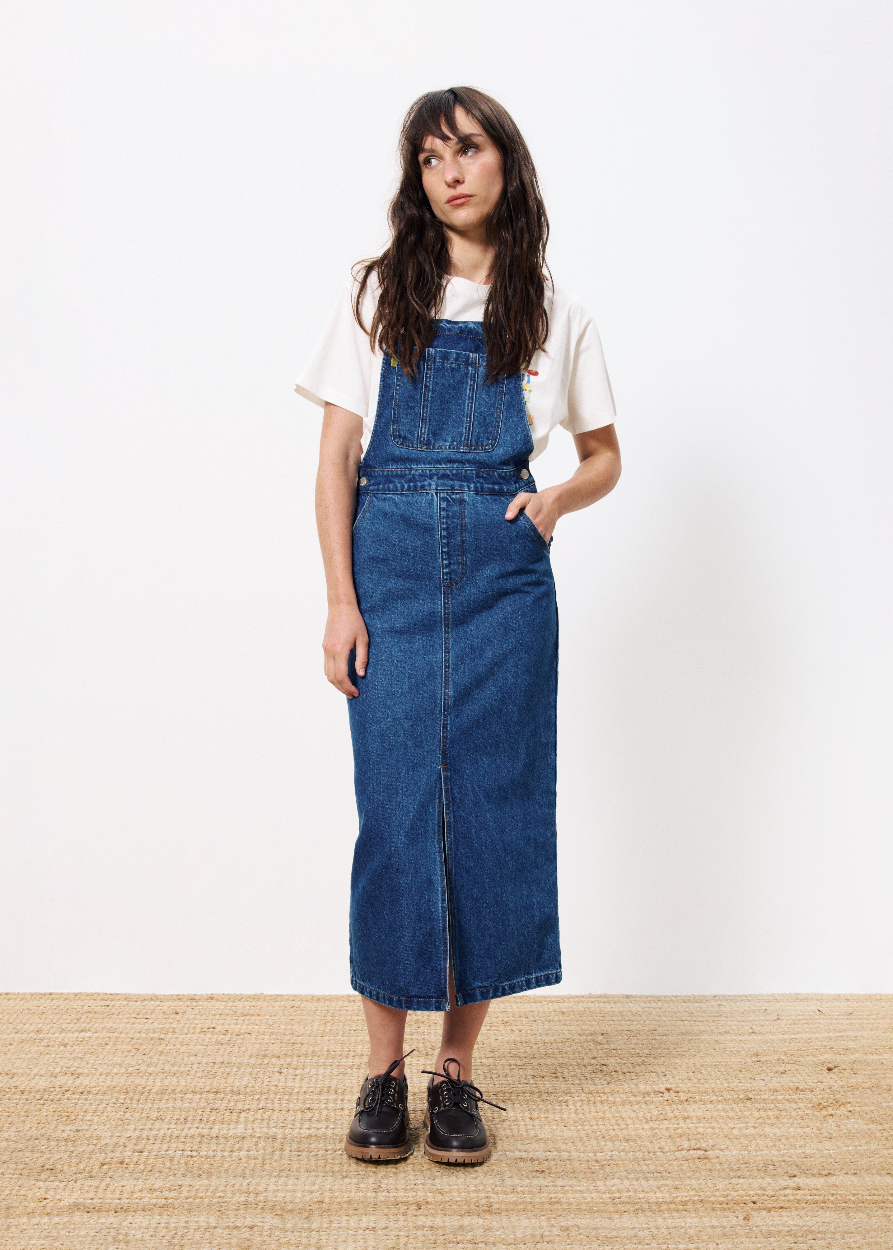 Selvi Denim Blue Overall Dress –