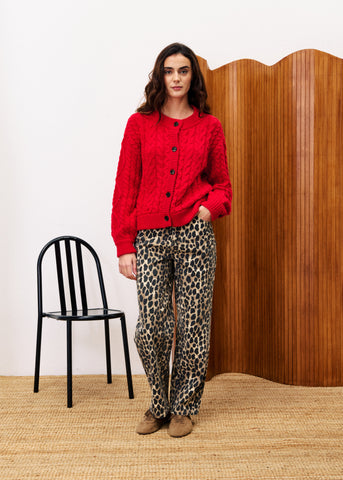 Red Marshmallow Cardigan