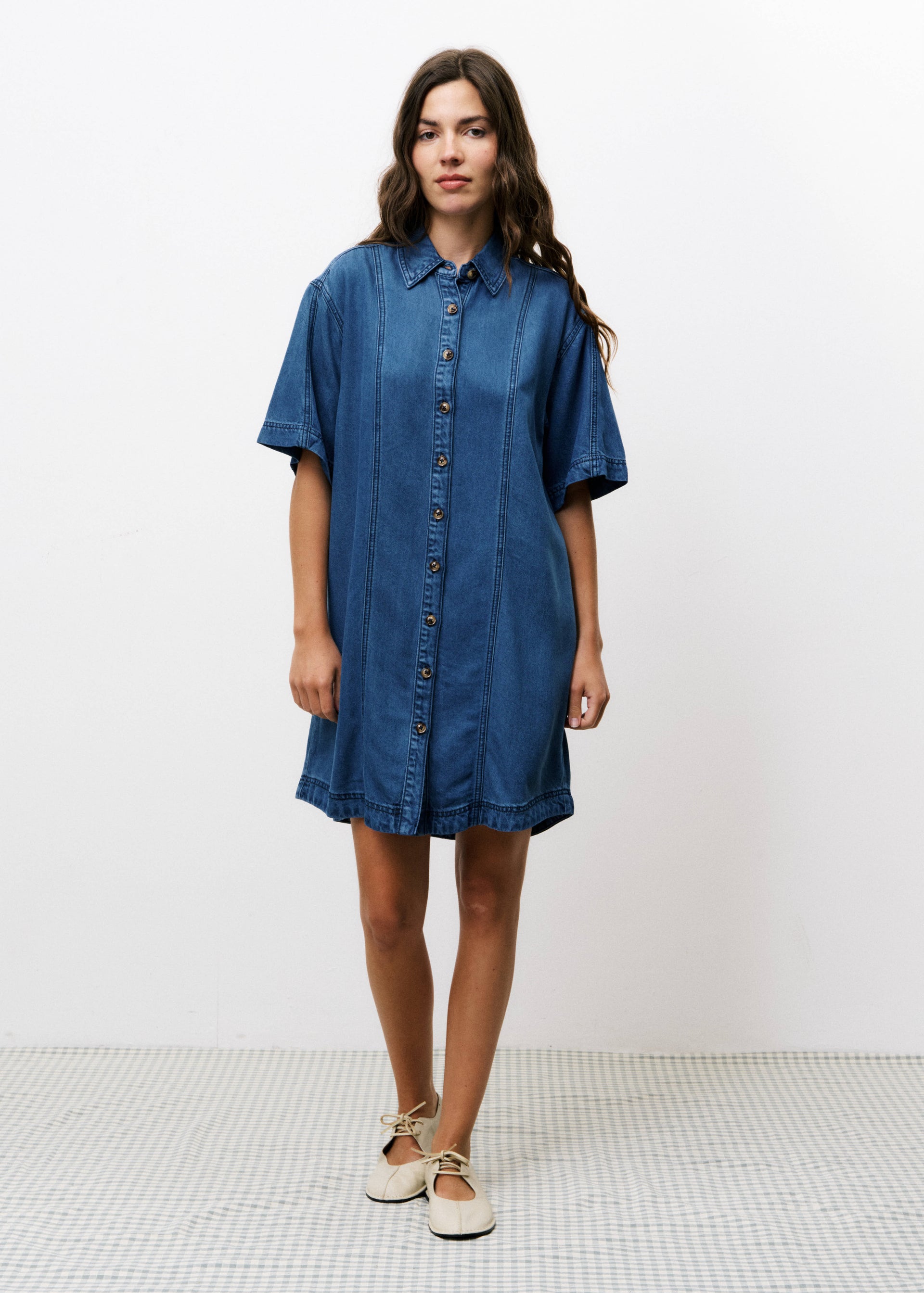 frnch denim dress FRNCH Vito Light Wash Cotton Denim Dress