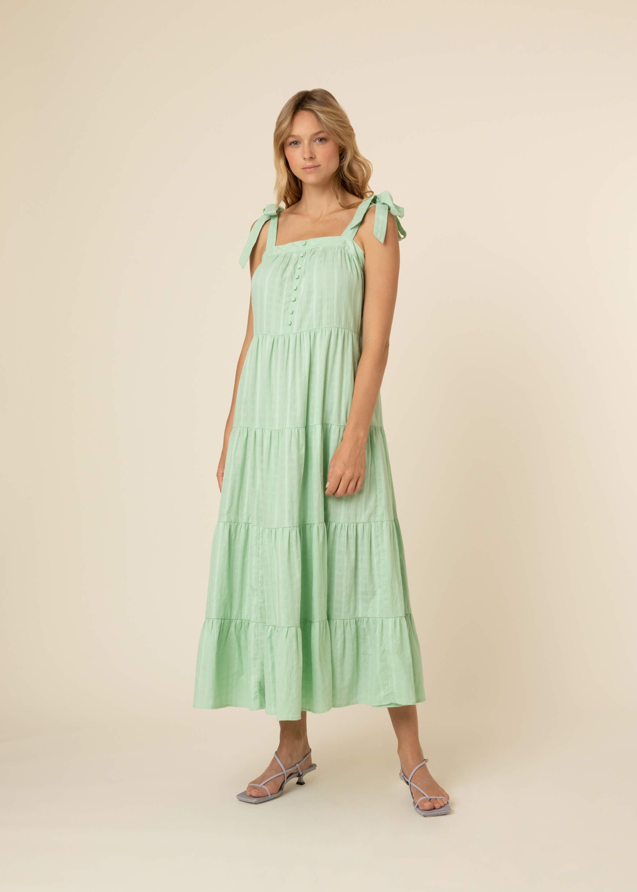 HELENA light green cotton dress